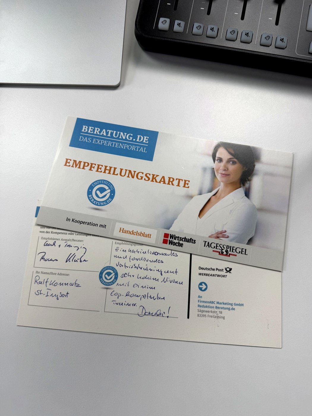 Handschriftliche Dankeskarte